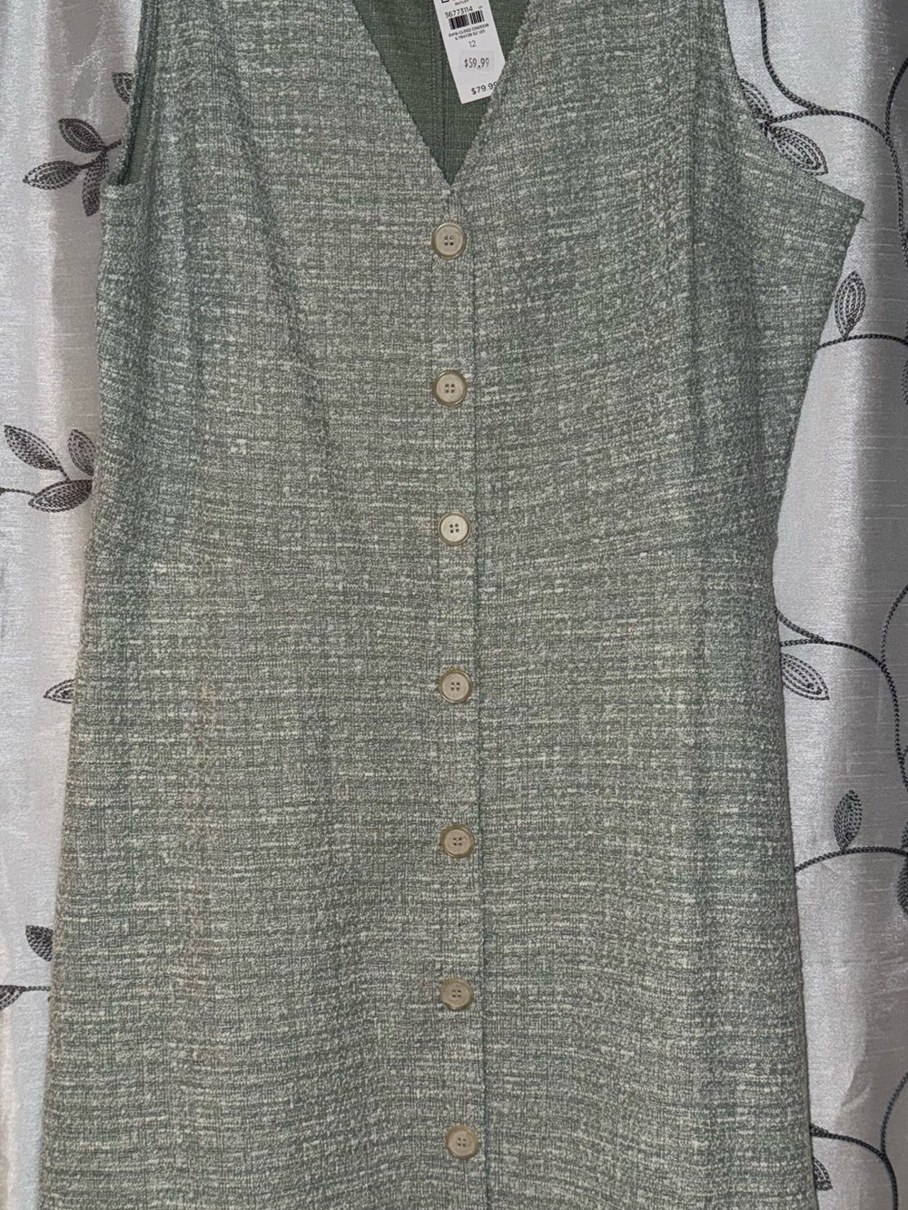 LOFT Sleeveless Button-Front Dress in Sage